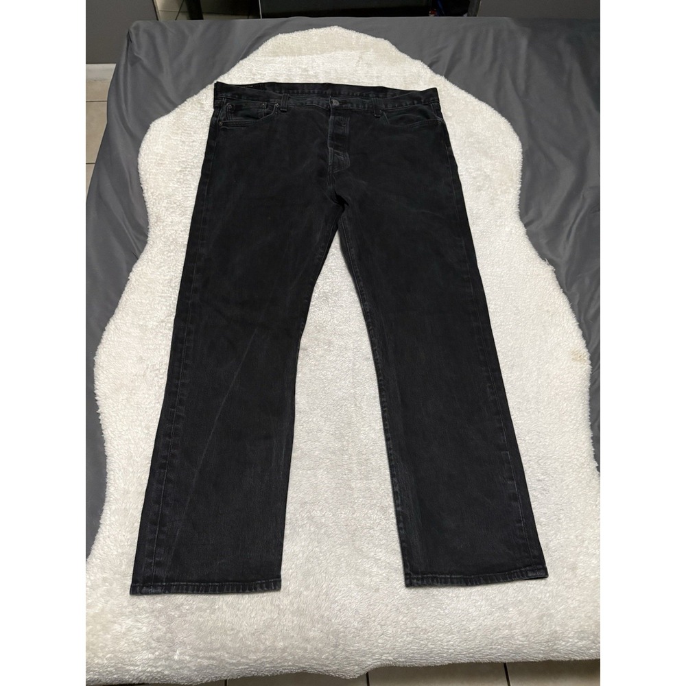Levis 501 Original Fit Jeans Straight Leg Button Fly Cotton Stretch Black 42x32